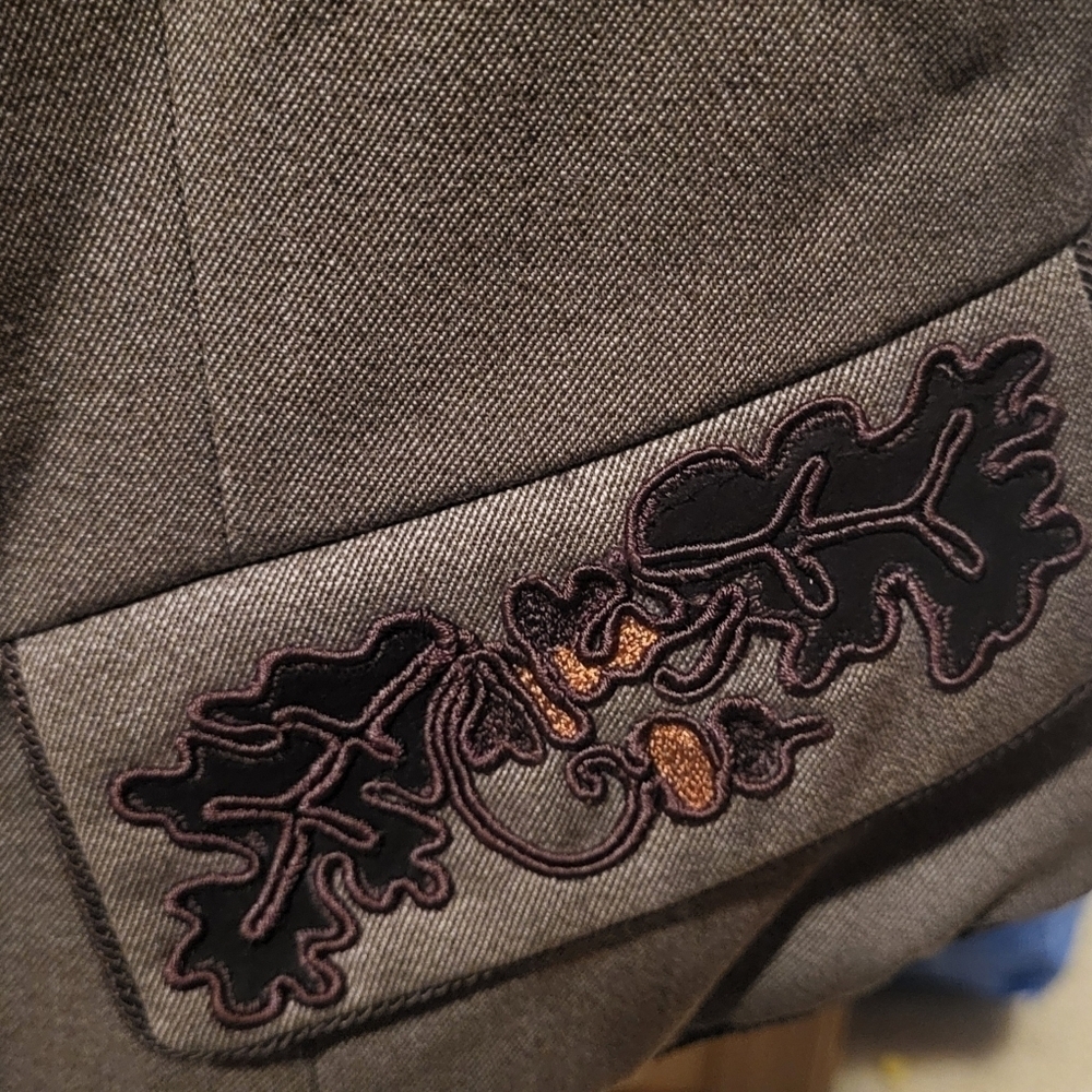Wathne Fall Autumn Themed Equestrian Womens Brown Button Vesr Size Medium - Picture 3 of 5